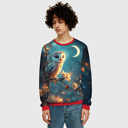 Свитшот мужской Сова и звездное небо, цвет: 3D-красный — фото 2