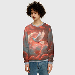 Свитшот мужской Белый летящий голубь, цвет: 3D-меланж — фото 2