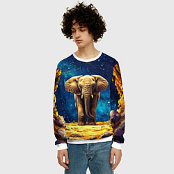 Свитшот мужской Слон и космическое небо, цвет: 3D-белый — фото 2