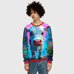 Свитшот мужской Коровка в сказочном лесу, цвет: 3D-красный — фото 2