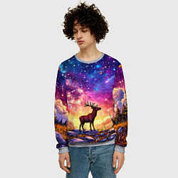Свитшот мужской Лось и звездное небо, цвет: 3D-меланж — фото 2