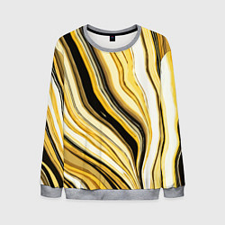 Свитшот мужской Волнистые вертикальные чёрно-жёлтые полосы, цвет: 3D-меланж