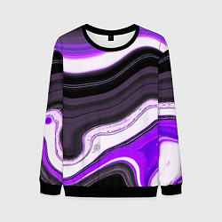 Мужской свитшот Волнистые горизонтальные чёрно-фиолетовые полосы н
