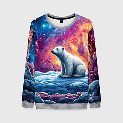 Свитшот мужской Белый медведь и звездное небо, цвет: 3D-меланж