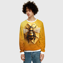 Свитшот мужской Пчела на золоте, цвет: 3D-белый — фото 2