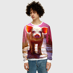 Свитшот мужской Поросенок в розовом, цвет: 3D-белый — фото 2