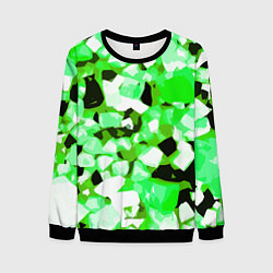Свитшот мужской Green and white abstraction on a black background, цвет: 3D-черный