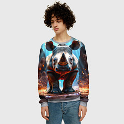 Свитшот мужской Носорог в лучах, цвет: 3D-меланж — фото 2