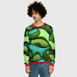 Свитшот мужской Объемные камуфляжные полосы, цвет: 3D-красный — фото 2