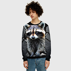 Свитшот мужской Енот на черном, цвет: 3D-черный — фото 2