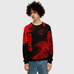 Свитшот мужской Saab - red gradient вертикально, цвет: 3D-черный — фото 2