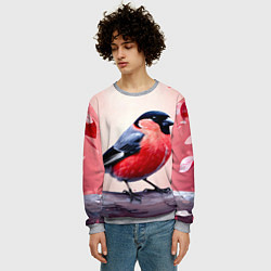Свитшот мужской Снегирь на розовом, цвет: 3D-меланж — фото 2
