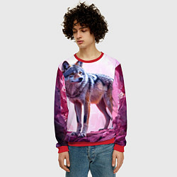Свитшот мужской Волк в розовом, цвет: 3D-красный — фото 2