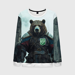 Свитшот мужской Русский медведь хозяин Тайги, цвет: 3D-белый