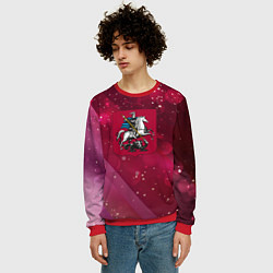 Свитшот мужской Герб Москвы на розовом фоне, цвет: 3D-красный — фото 2