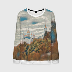 Свитшот мужской Храм на горе, цвет: 3D-белый