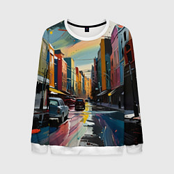 Свитшот мужской Улица в стиле экспрессионизм, цвет: 3D-белый