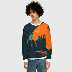 Свитшот мужской Гарри Поттер черно-оранжевый фон, цвет: 3D-белый — фото 2