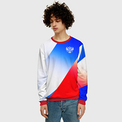 Свитшот мужской Герб России на фоне цветов флага градиент, цвет: 3D-красный — фото 2