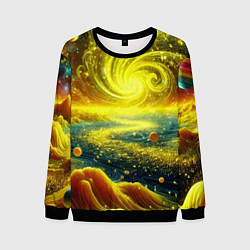 Свитшот мужской Neon galaxy - ai art fantasy, цвет: 3D-черный