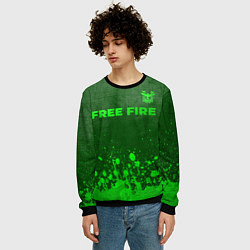 Свитшот мужской Free Fire - green gradient посередине, цвет: 3D-черный — фото 2