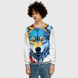 Свитшот мужской Волк яркий арт, цвет: 3D-меланж — фото 2