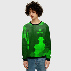 Свитшот мужской Mitsubishi - green gradient вертикально, цвет: 3D-черный — фото 2