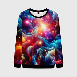 Свитшот мужской Colorfull neon space clouds - ai art fantasy, цвет: 3D-черный