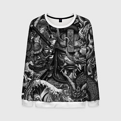 Мужской свитшот Самурай и дракон в стиле татуировки ирезуми