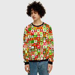 Свитшот мужской Новогодние снеговики и снежные бабы, цвет: 3D-черный — фото 2