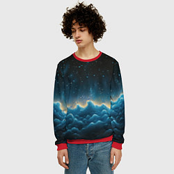 Свитшот мужской Облака и черное небо текстура, цвет: 3D-красный — фото 2