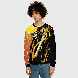 Свитшот мужской Zenitsu Agatsuma - Kisatsutai, цвет: 3D-черный — фото 2