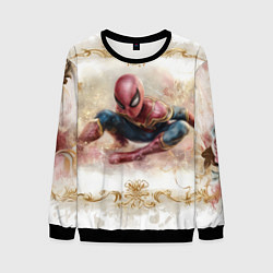 Свитшот мужской Человек - паук розы и узоры, цвет: 3D-черный