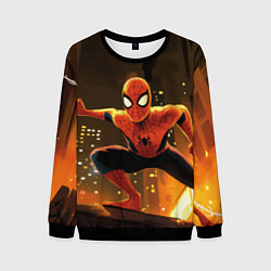 Свитшот мужской Человек-паук пускает паутину, цвет: 3D-черный