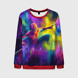 Свитшот мужской Человек - паук радужные краски, цвет: 3D-красный