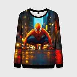 Свитшот мужской Человек паук на старте, цвет: 3D-черный