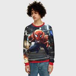 Свитшот мужской Человек-паук запускает паутину, цвет: 3D-красный — фото 2