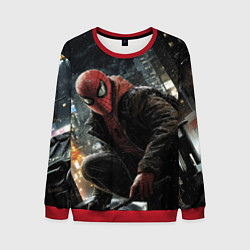 Свитшот мужской Человек-паук и поздняя ночь, цвет: 3D-красный