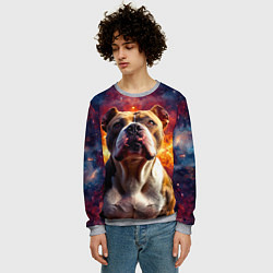 Свитшот мужской Американский булль в космосе, цвет: 3D-меланж — фото 2