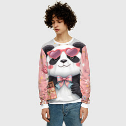 Свитшот мужской Панда в очках с подарками и с цветами на 8 марта, цвет: 3D-белый — фото 2