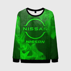Свитшот мужской Nissan - green gradient, цвет: 3D-черный