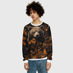 Свитшот мужской Медведь в лесной чаще, цвет: 3D-белый — фото 2
