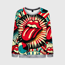 Свитшот мужской Logo of the Rolling Stones - pop art, цвет: 3D-меланж