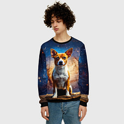 Свитшот мужской Басенджи в космосе, цвет: 3D-черный — фото 2