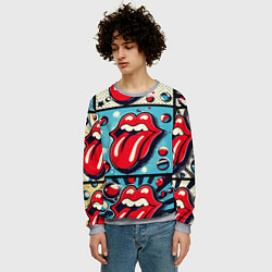 Свитшот мужской Rolling Stones logo - pop art, цвет: 3D-меланж — фото 2