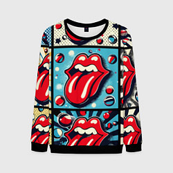 Свитшот мужской Rolling Stones logo - pop art, цвет: 3D-черный