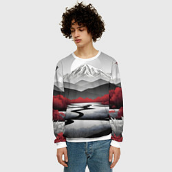 Свитшот мужской Белые горы и красные деревья, цвет: 3D-белый — фото 2