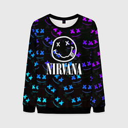 Свитшот мужской Nirvana x marshmello neon, цвет: 3D-черный