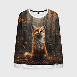 Мужской свитшот Довольный лис в лесной чаще