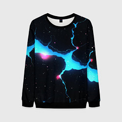 Свитшот мужской Голубой разлом в черной текстуре, цвет: 3D-черный